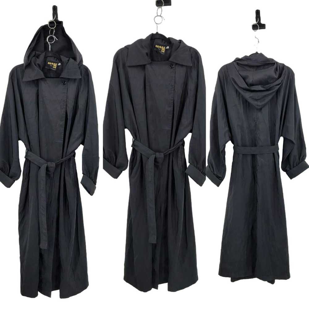 Vintage Vintage Nylon Hooded Belted Trench Rainco… - image 2