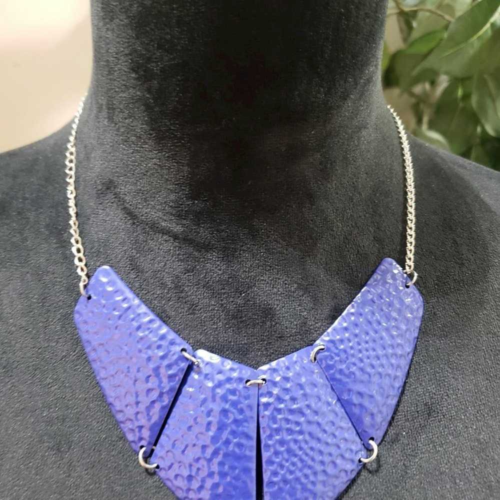 Other My Style Fashion Blue Color Hammered Metal … - image 2