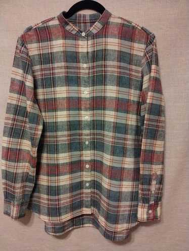 Chaps × Vintage Linen/Cotton Band Collar Madras Bu