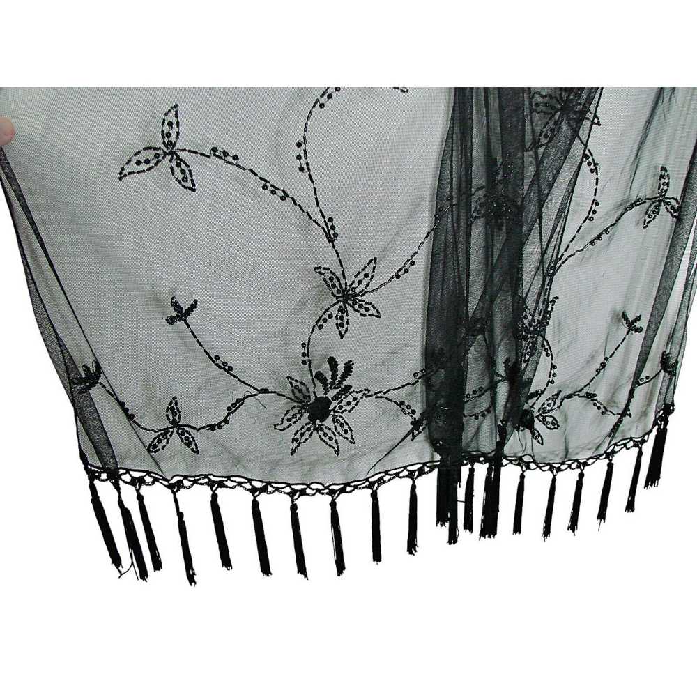 Other × Vintage Womens Black Tulle Embroidered Fl… - image 4