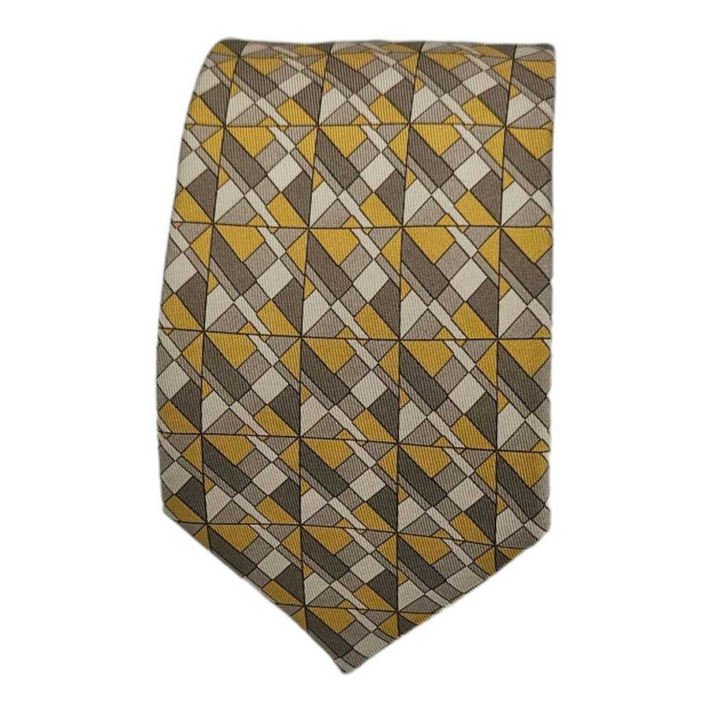 Hermes HERMÈS 5350 TA Geometric Silk Tie FRANCE 6… - image 1