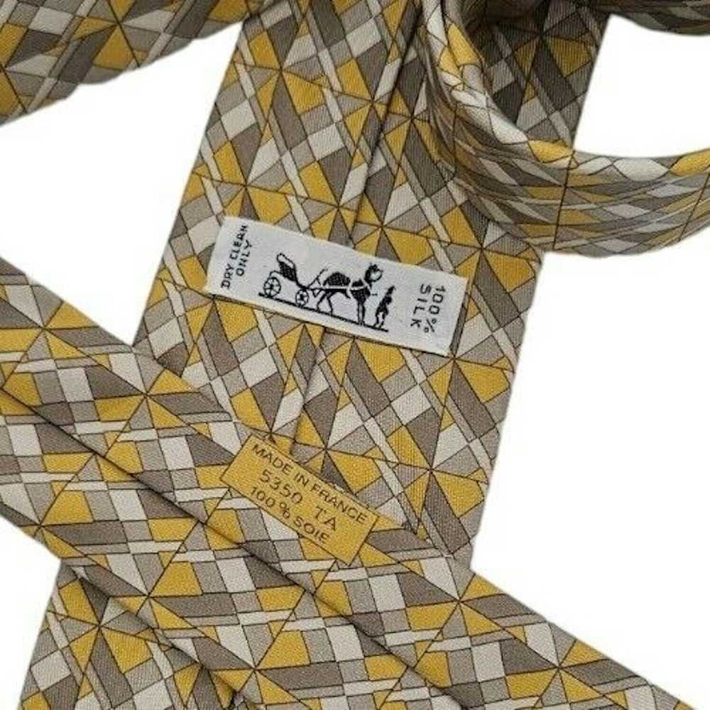 Hermes HERMÈS 5350 TA Geometric Silk Tie FRANCE 6… - image 2