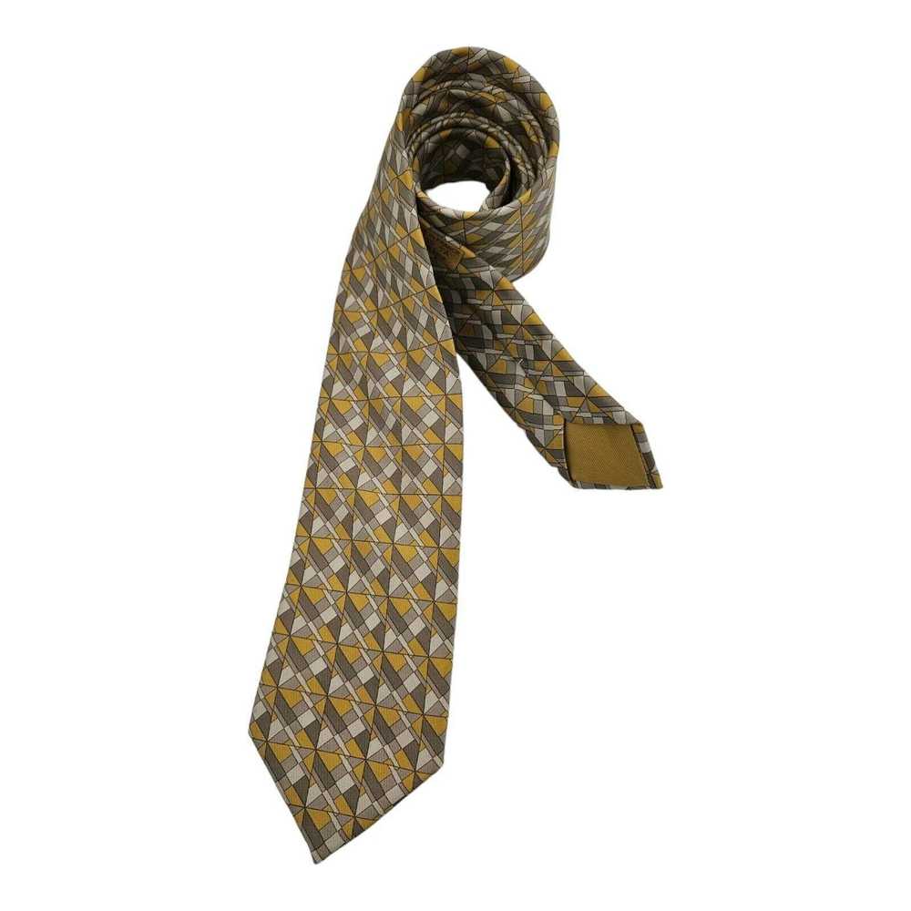 Hermes HERMÈS 5350 TA Geometric Silk Tie FRANCE 6… - image 3