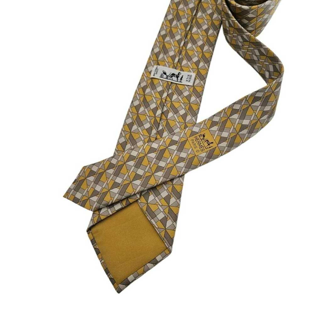 Hermes HERMÈS 5350 TA Geometric Silk Tie FRANCE 6… - image 5