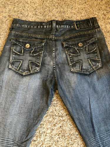 Helix Dark wash helix denim with cross pockets