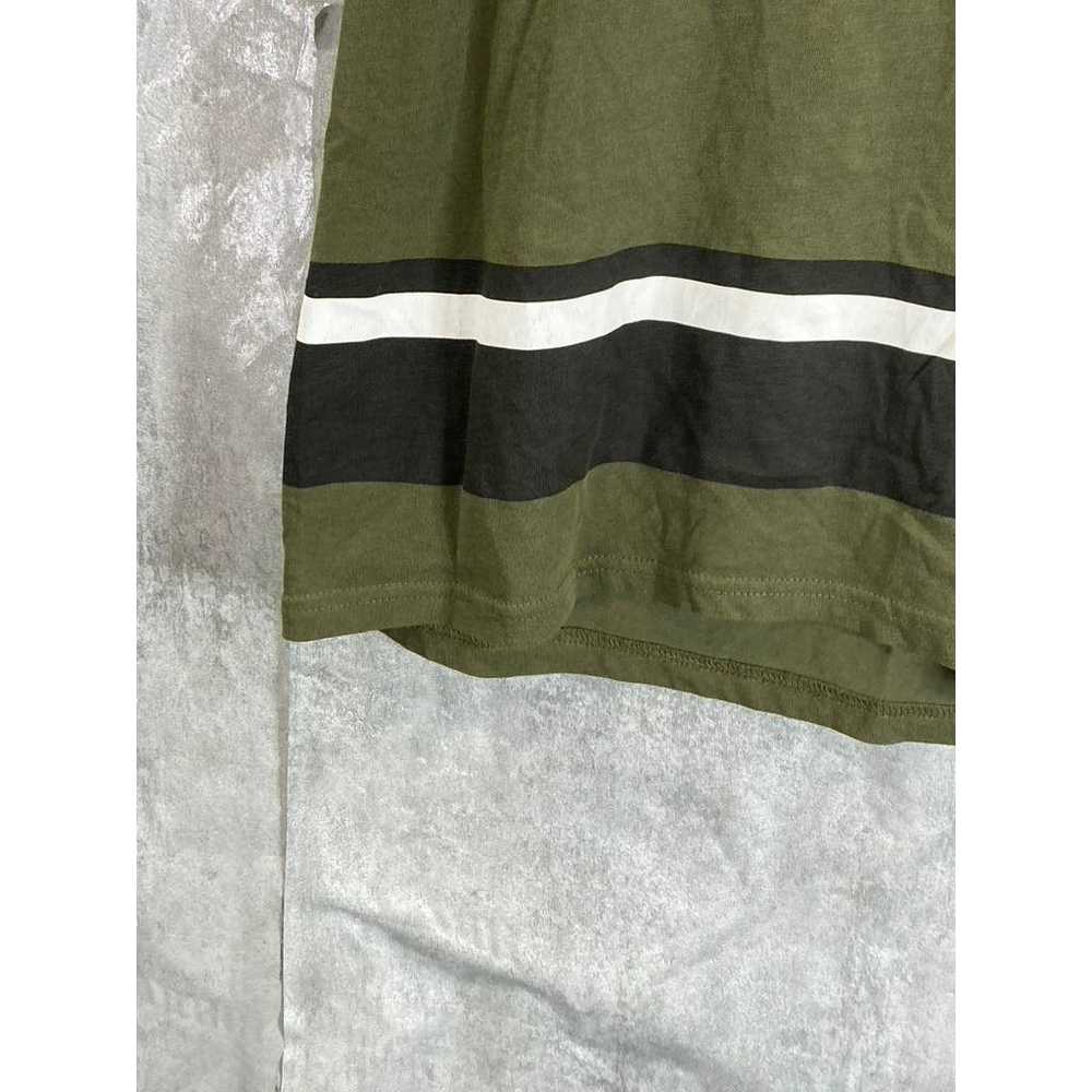 GUESS Men's Olive Green Striped Crewneck Short Sl… - image 11