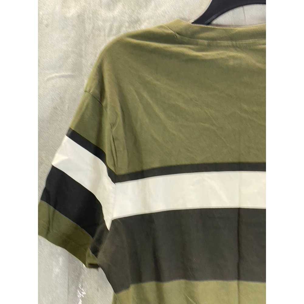 GUESS Men's Olive Green Striped Crewneck Short Sl… - image 4