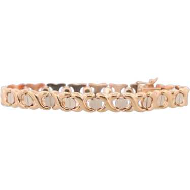 Screw Head Link Bracelet 14k Gold. XO XO Fancy 14… - image 1