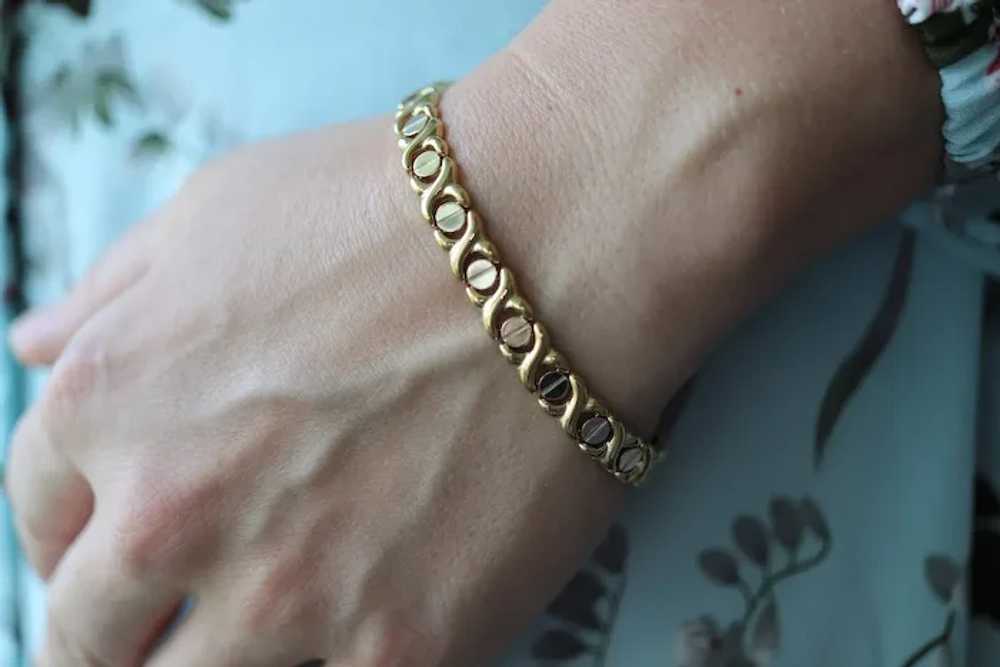 Screw Head Link Bracelet 14k Gold. XO XO Fancy 14… - image 2