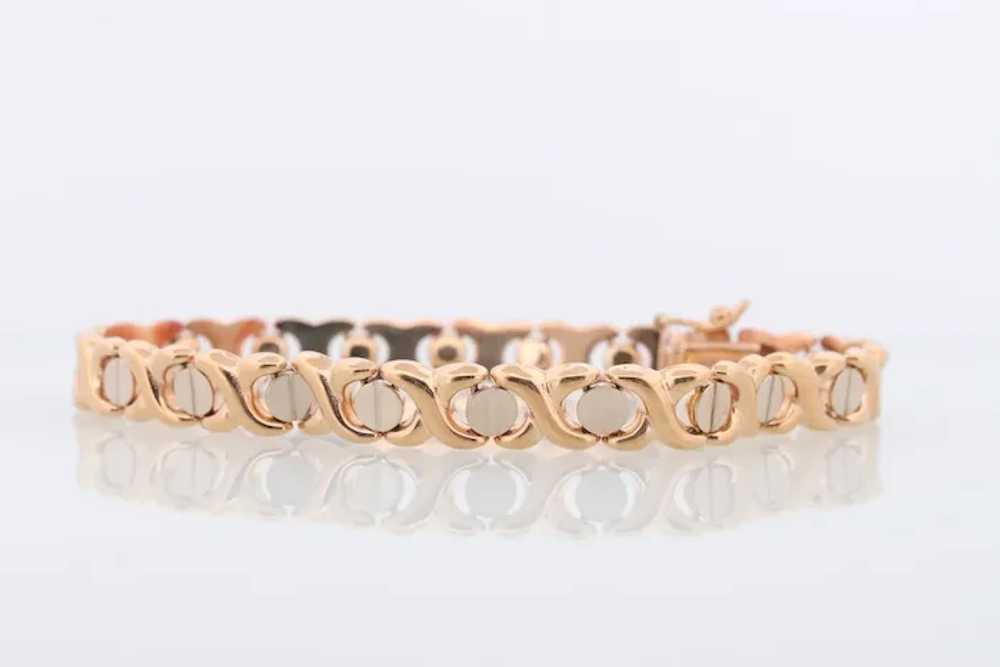 Screw Head Link Bracelet 14k Gold. XO XO Fancy 14… - image 3