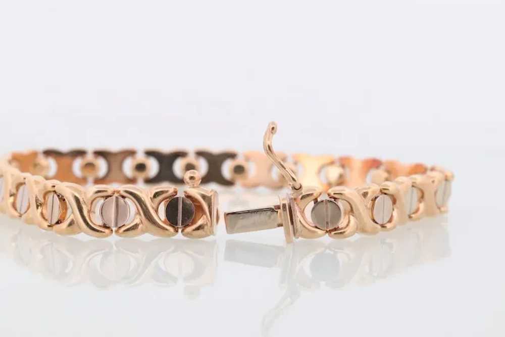Screw Head Link Bracelet 14k Gold. XO XO Fancy 14… - image 6