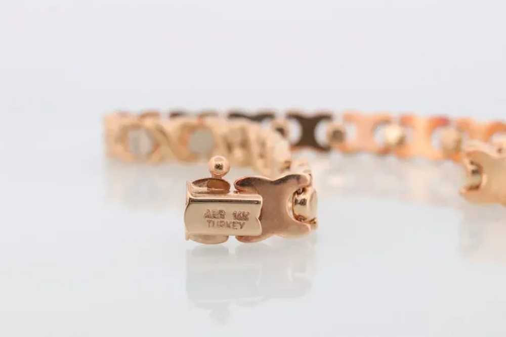 Screw Head Link Bracelet 14k Gold. XO XO Fancy 14… - image 7