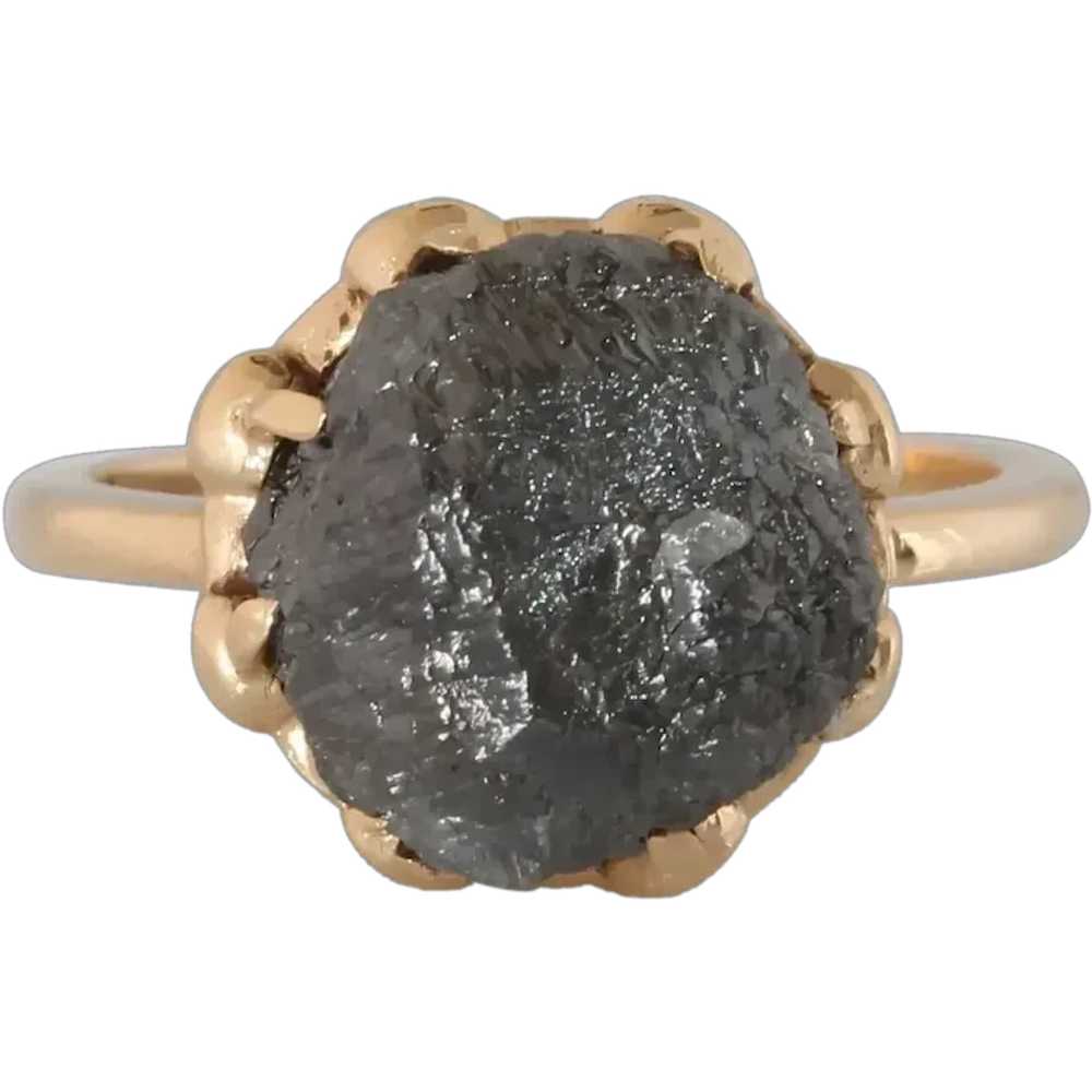 Uncut Fancy Gray Diamond Ring | 10K Yellow Gold |… - image 1