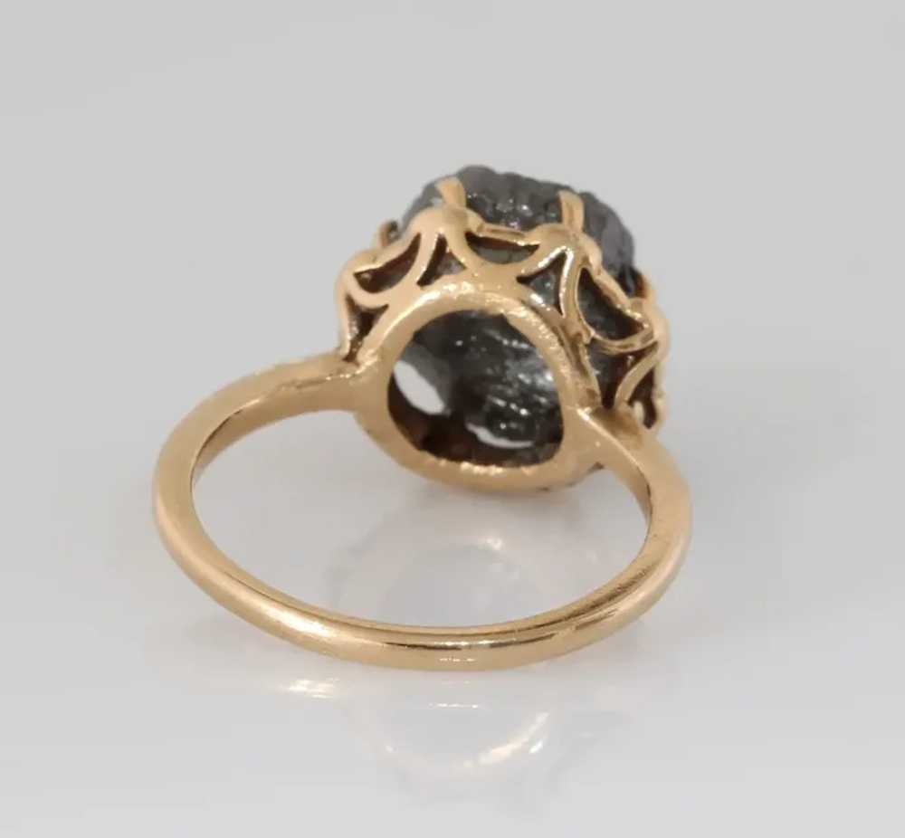 Uncut Fancy Gray Diamond Ring | 10K Yellow Gold |… - image 2