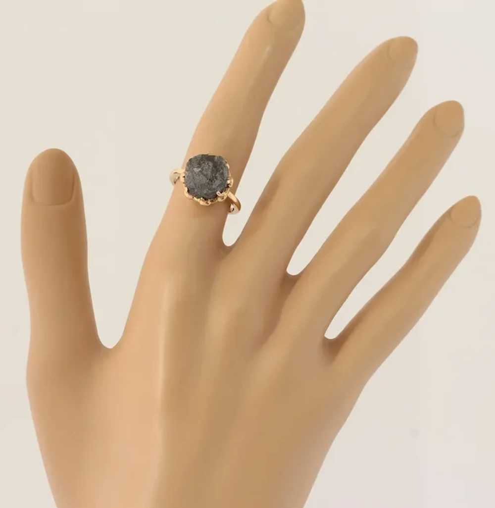 Uncut Fancy Gray Diamond Ring | 10K Yellow Gold |… - image 3