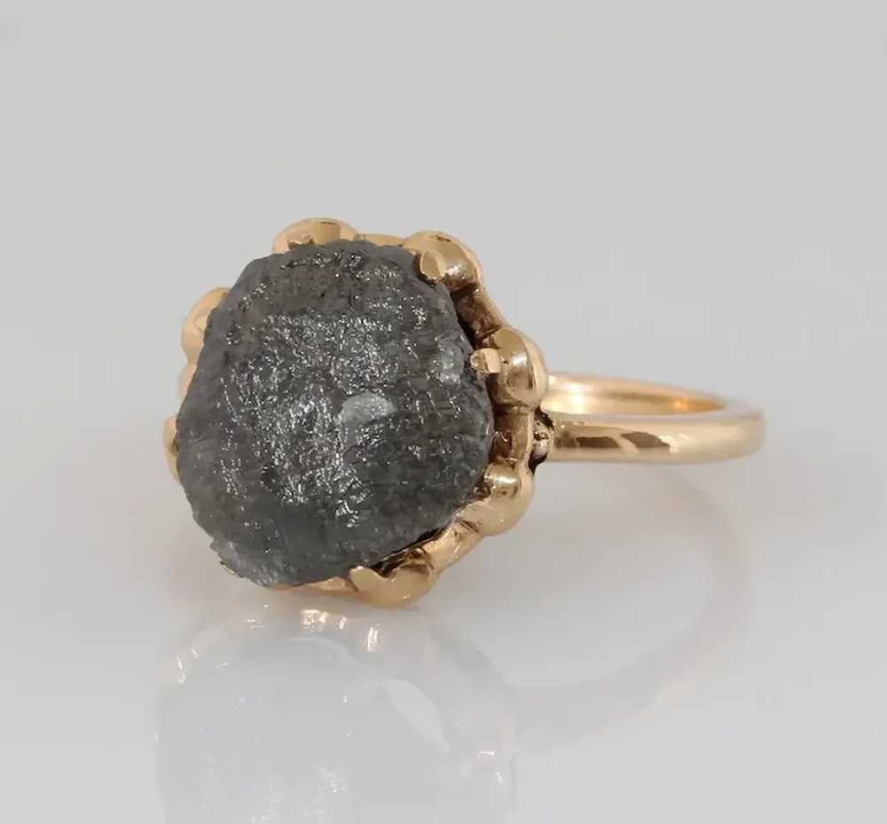 Uncut Fancy Gray Diamond Ring | 10K Yellow Gold |… - image 5