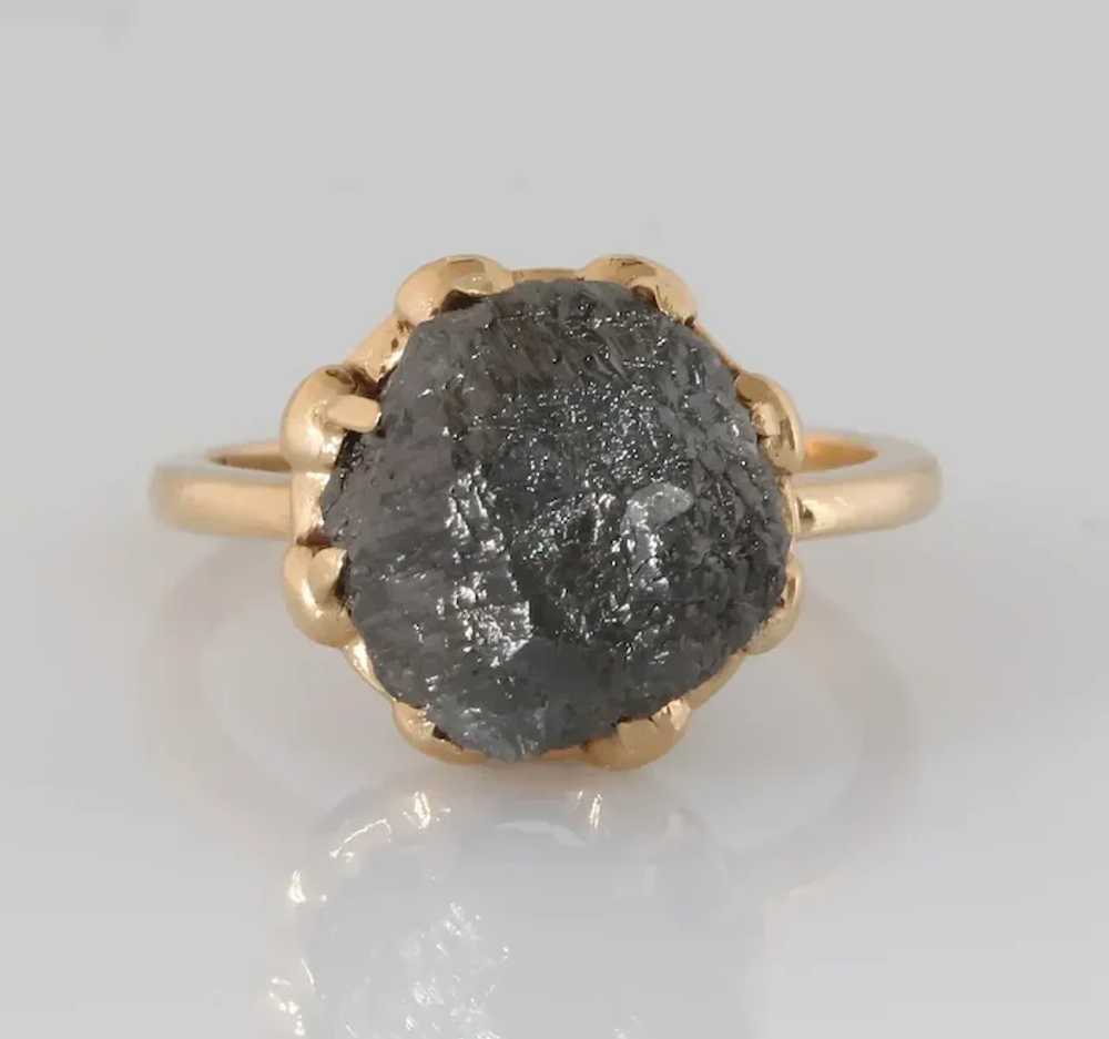 Uncut Fancy Gray Diamond Ring | 10K Yellow Gold |… - image 7