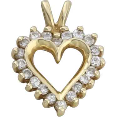 Pendant Only 14k Yellow Gold Diamond Heart Pendant - image 1