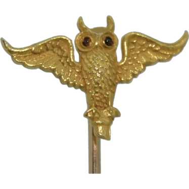 Fabulous Art Nouveau 14K Owl Stick Pin