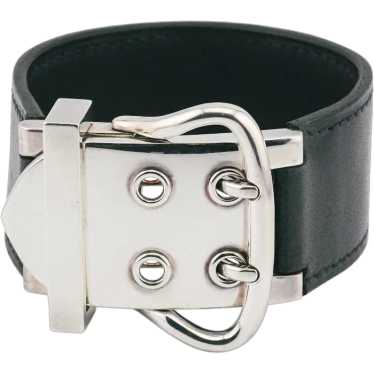 Hermes Black Leather and Sterling Silver 925 Buckl