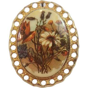 Unbranded Oval Porcelain Cameo Gold Tone Painted F