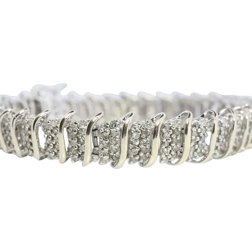 10k Diamond Tennis Bracelet. 10k S-LINK round dia… - image 1