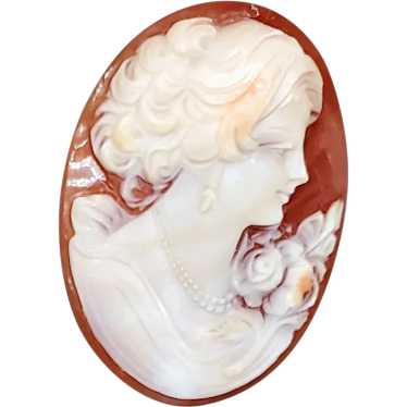 Antique Real Shell Carved Cameo Beautiful Woman wi