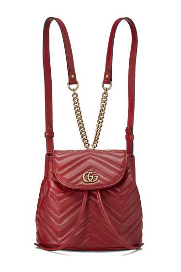 Red Leather 'GG' Marmont Backpack Small