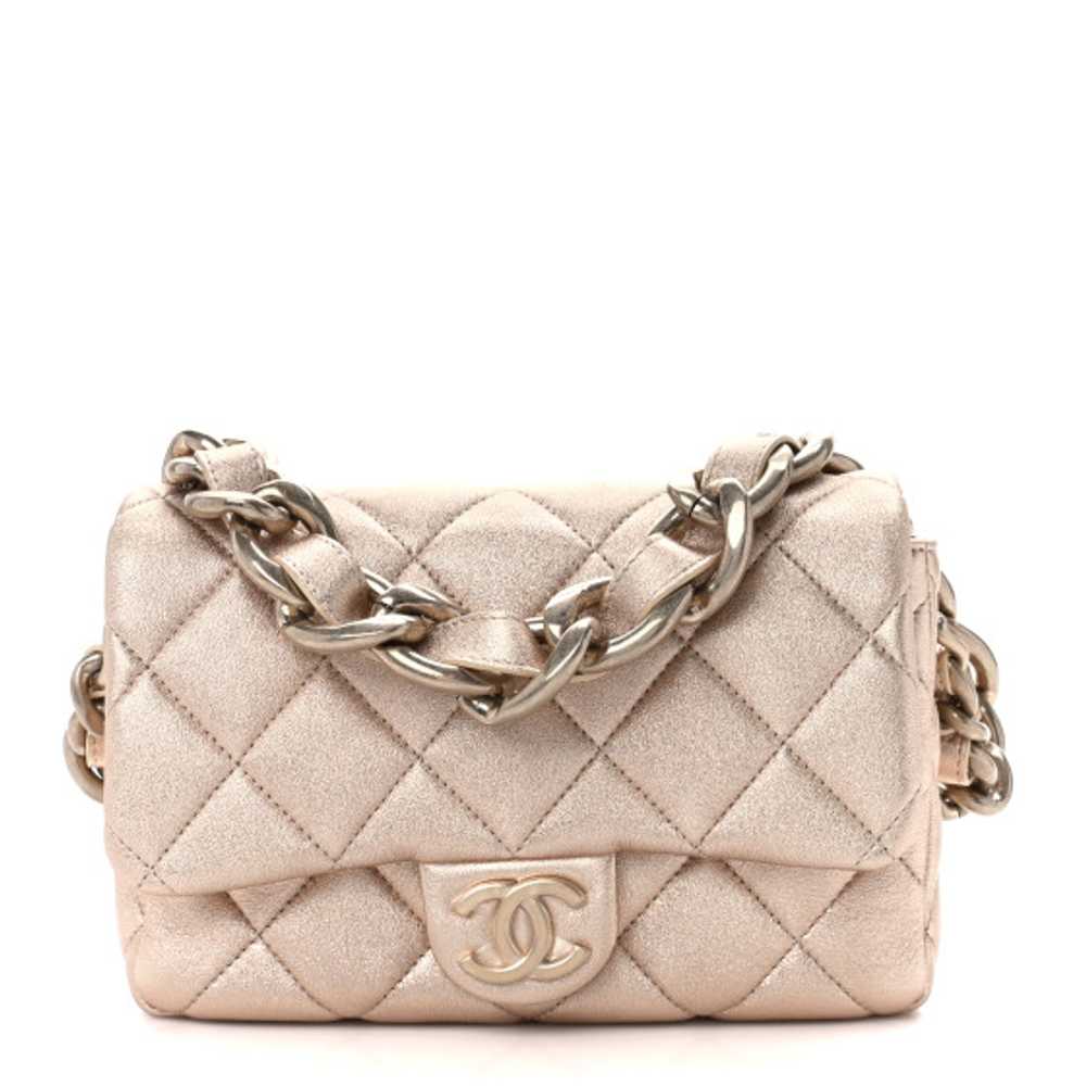 CHANEL Metallic Lambskin Lacquered Quilted Small … - image 1