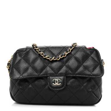 CHANEL Caviar Fabric Quilted Foldable Tote With C… - image 1