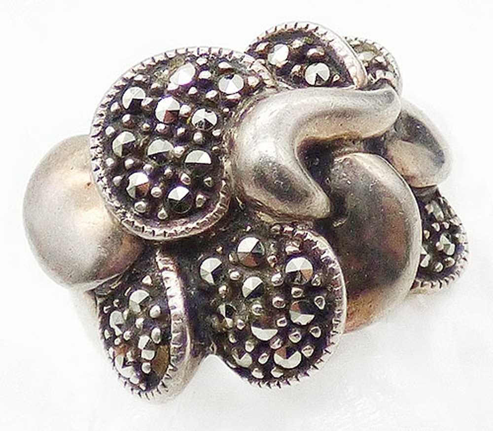 Judith jack Sterling Marcasite Petals Ring - image 1