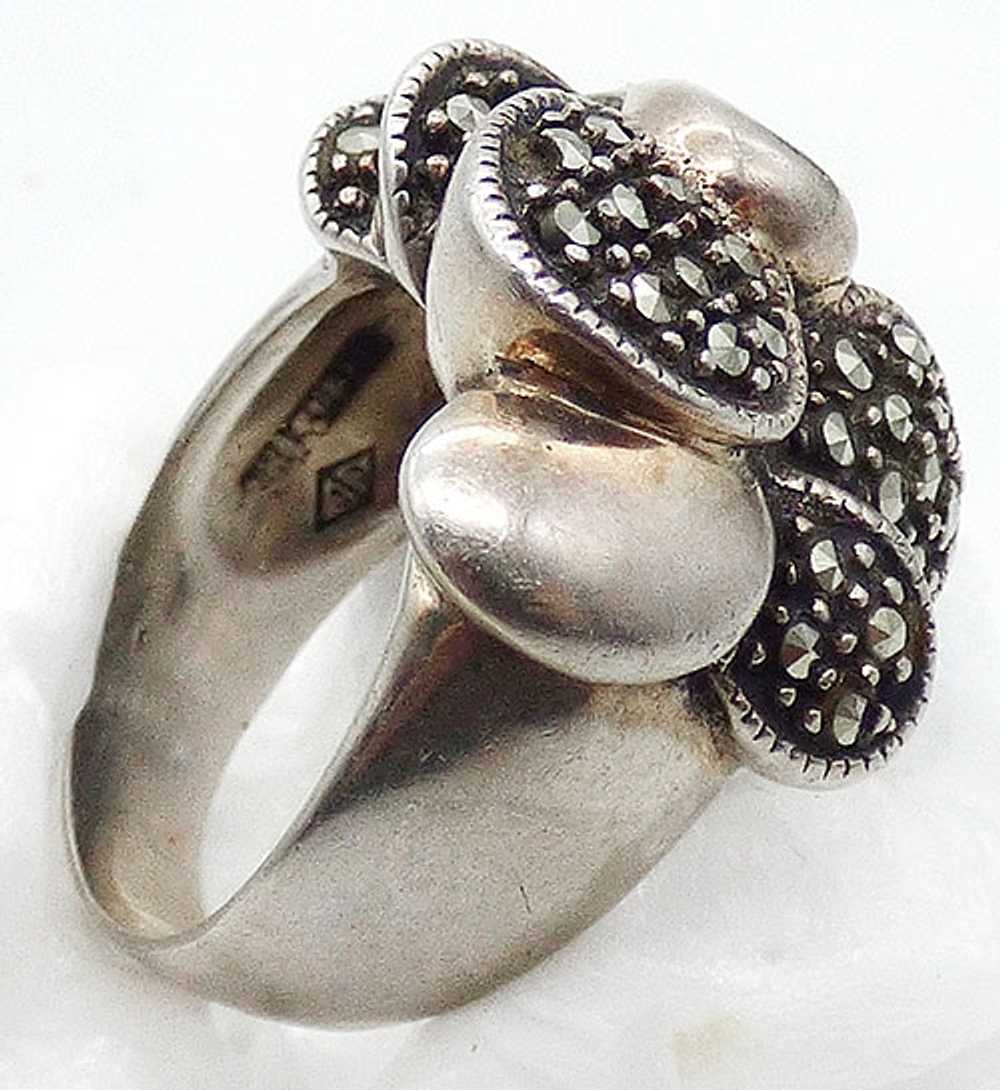 Judith jack Sterling Marcasite Petals Ring - image 2