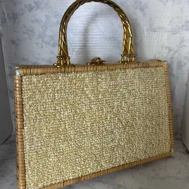 Vintage Guild Creations Raffia and Wicker Box Pur… - image 1