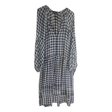 Lee Mathews Silk Oversized Check Blue Gray Sheer Button Jacket hot Womens 4-6