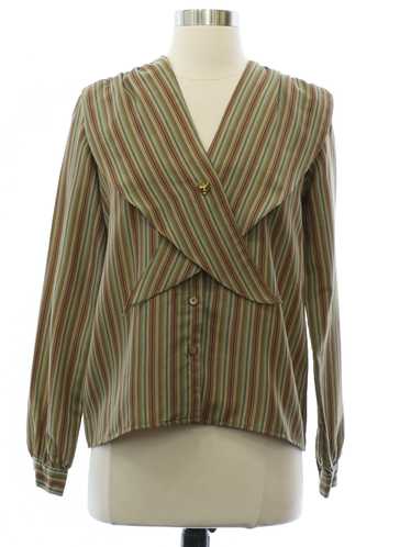 1980's Womens Striped Secretary Style Shirt - image 1