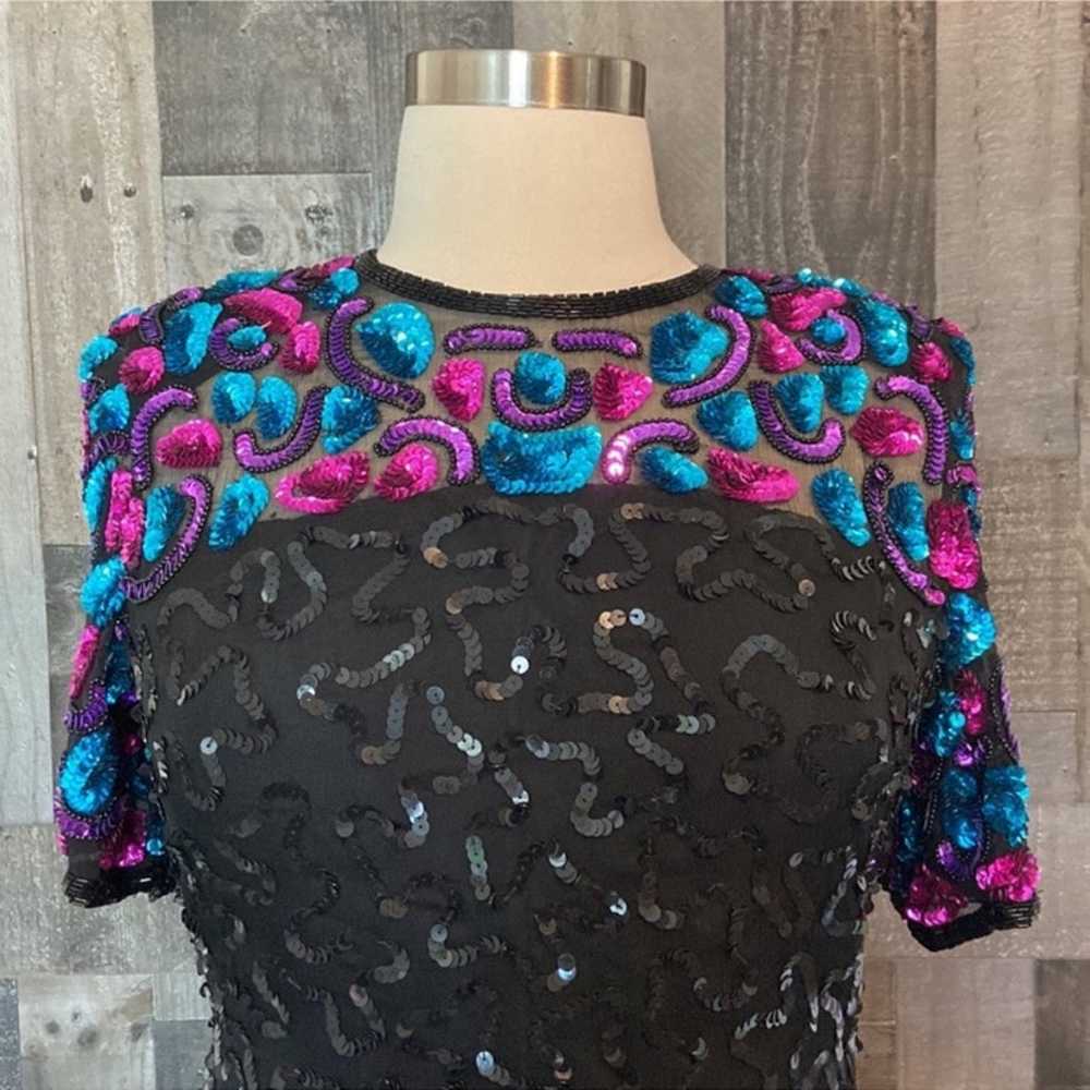 Stenay vintage beaded sequin top silk scalloped h… - image 2