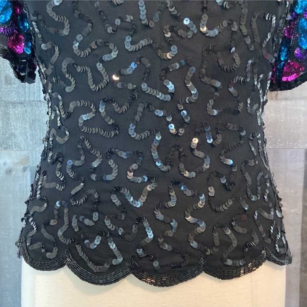 Stenay vintage beaded sequin top silk scalloped h… - image 4