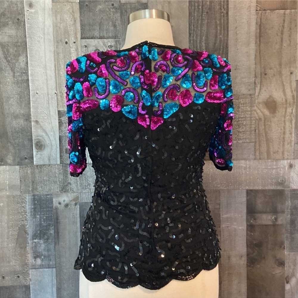 Stenay vintage beaded sequin top silk scalloped h… - image 8