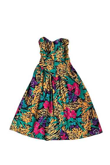Vintage 1980s Leopard Print Floral Dress Selected 