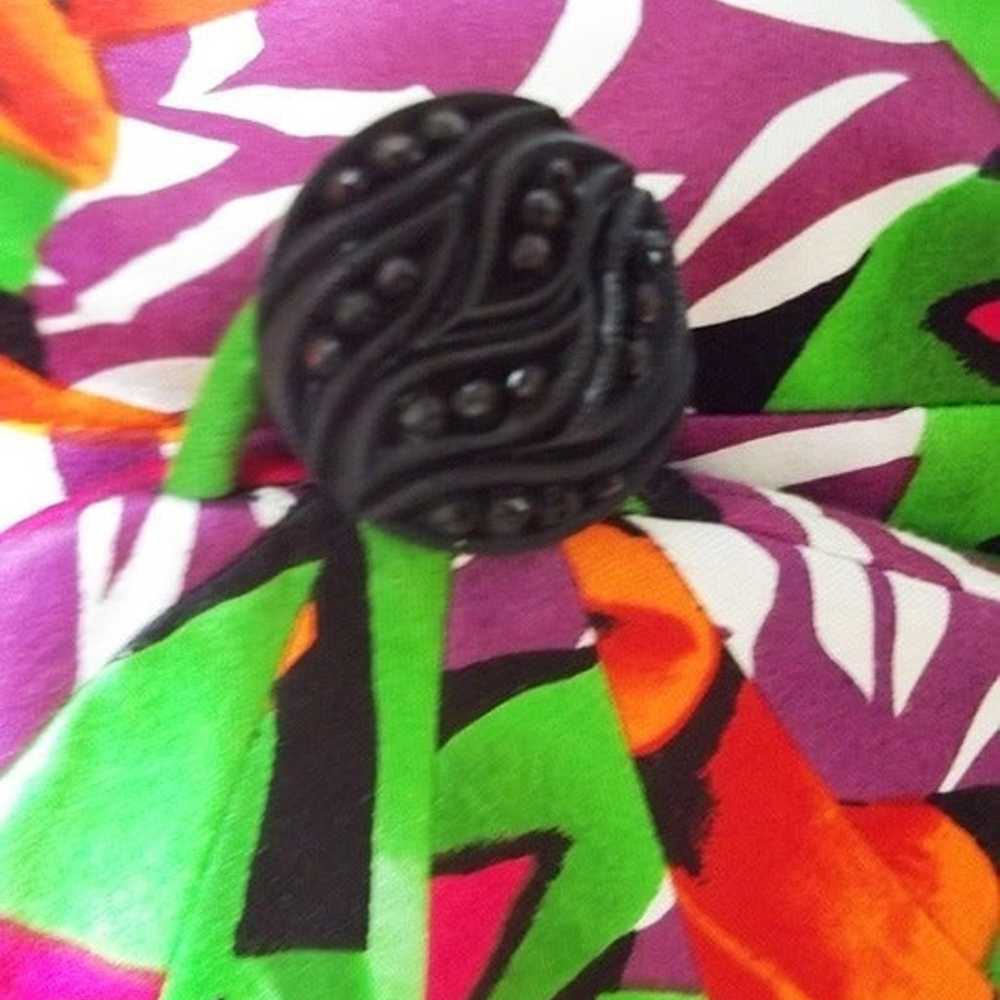 Vintage 80s Tropical Floral Pleated Sleeve Padded… - image 10