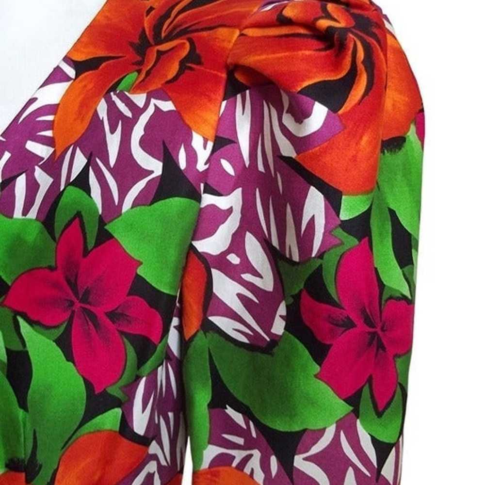 Vintage 80s Tropical Floral Pleated Sleeve Padded… - image 8