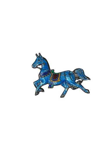 Vintage Blue Enameled Horse Pin Selected By Ankh … - image 1