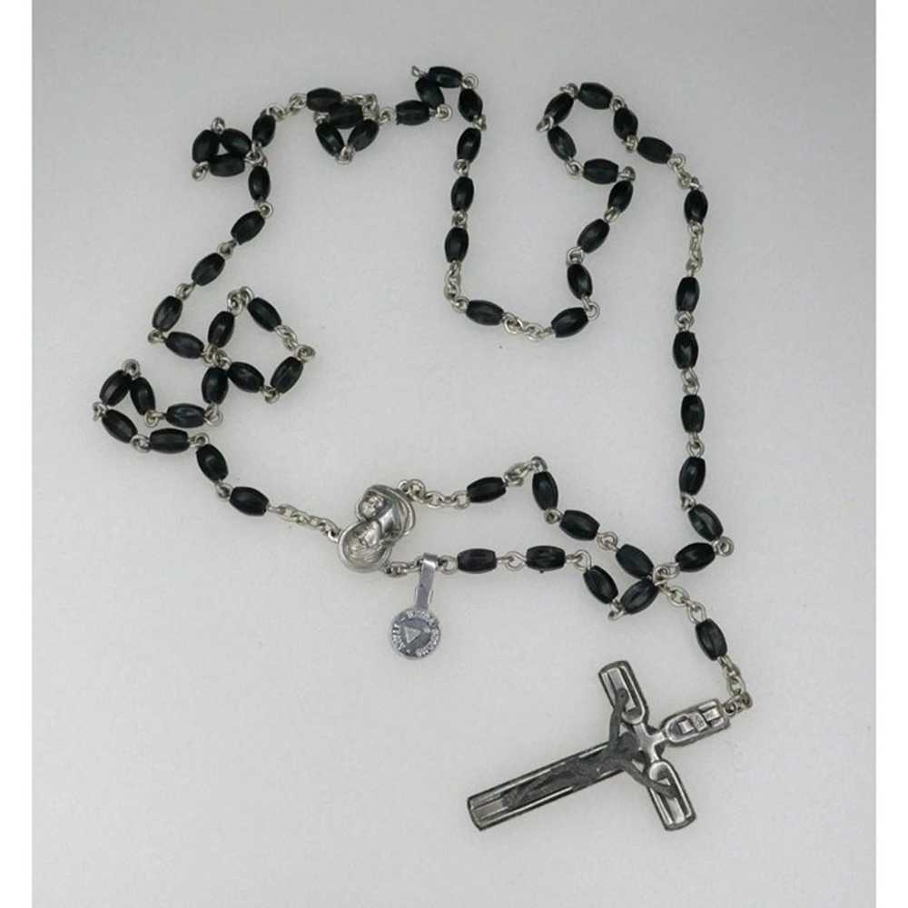 Vintage Italian Black Rosary With Molded Plastic … - image 3