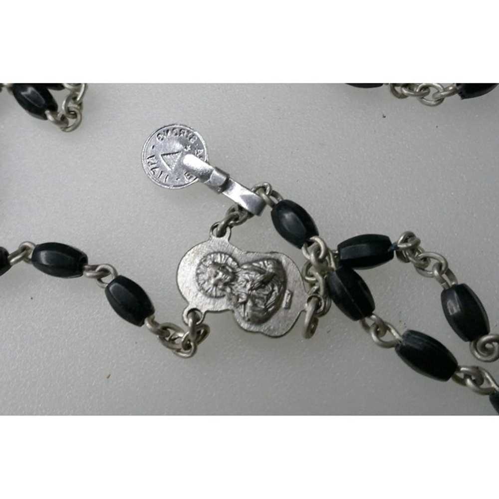 Vintage Italian Black Rosary With Molded Plastic … - image 6