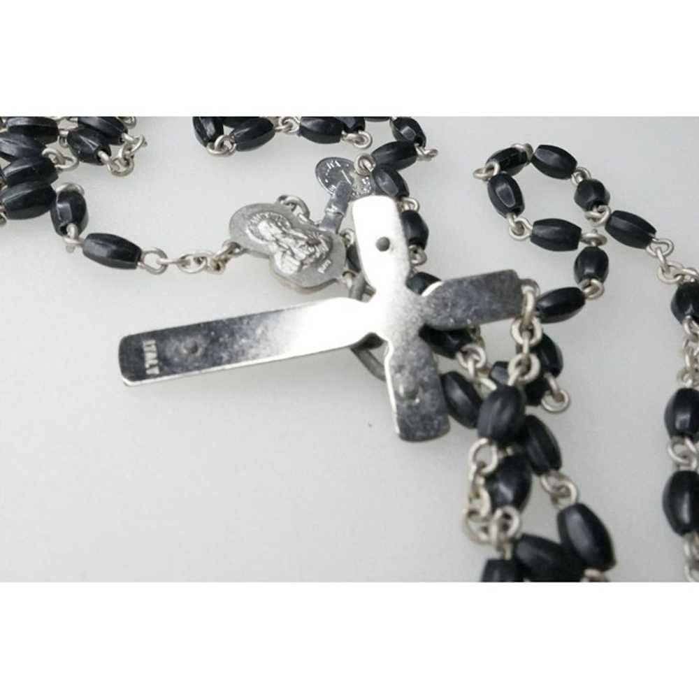 Vintage Italian Black Rosary With Molded Plastic … - image 7