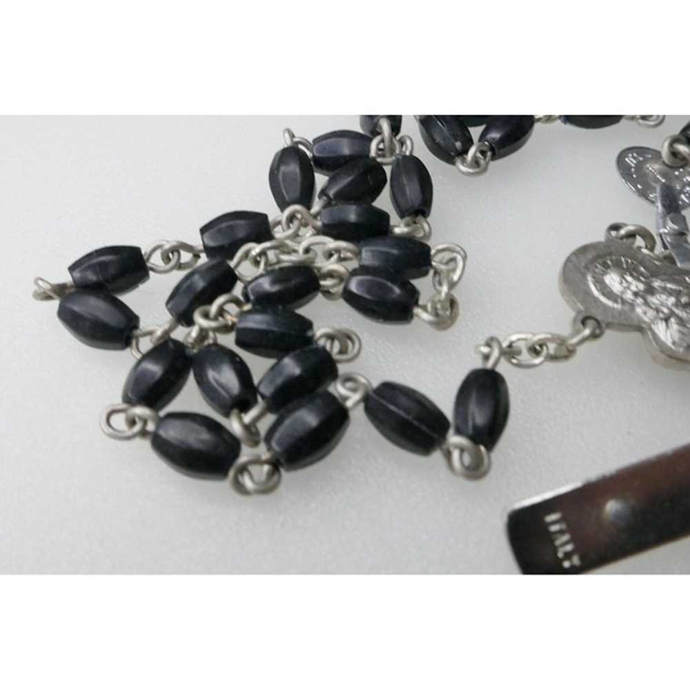 Vintage Italian Black Rosary With Molded Plastic … - image 8