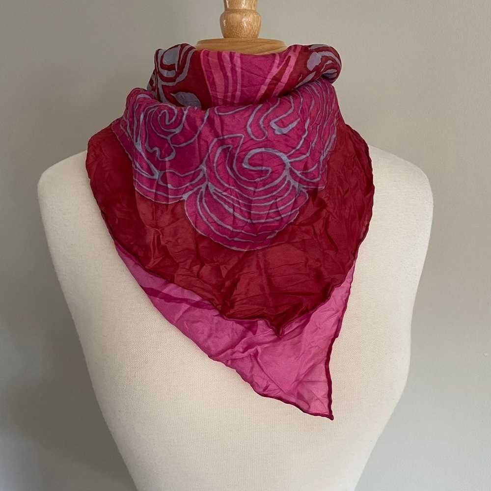 Reversible Silk Blend Rose Scarf - image 3