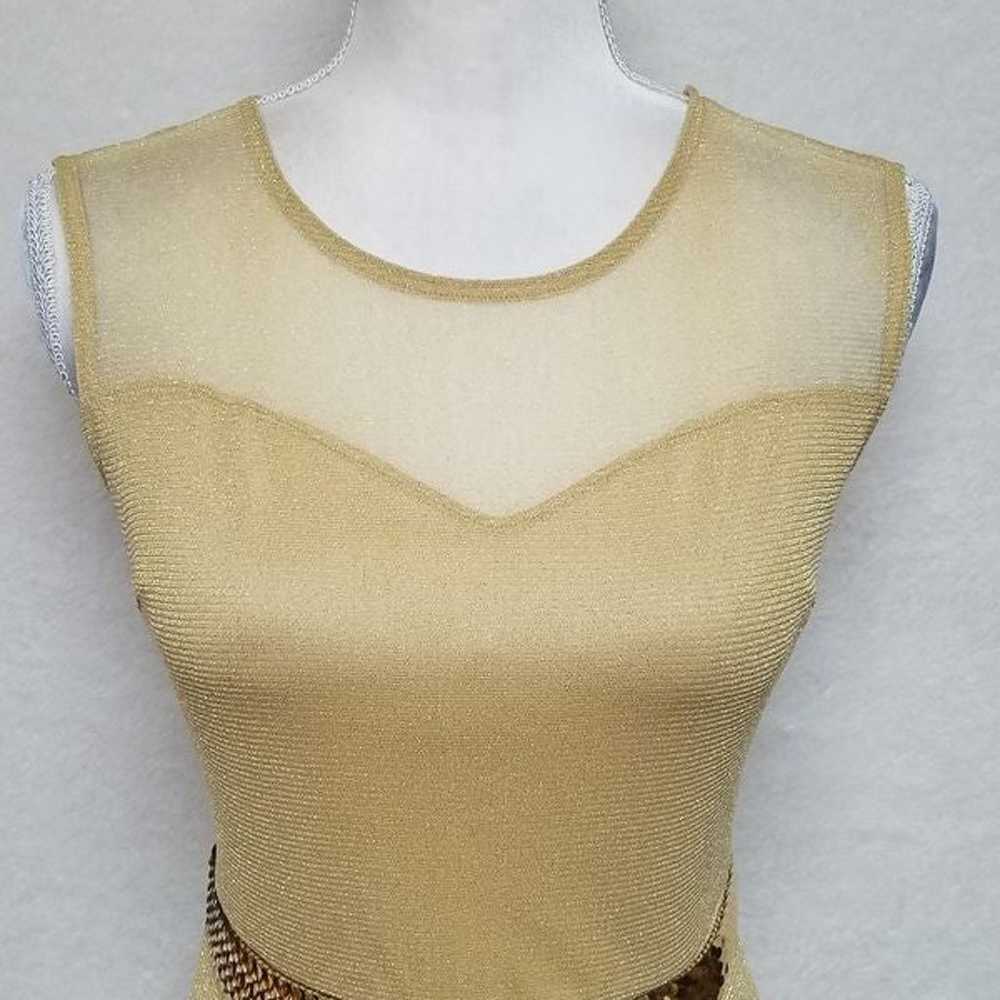 Vintage Candalite Gold Mesh Belted Mermaid Dress - image 5