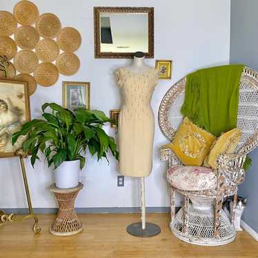 1960s Beaded Pearl Drop Knit Dress - image 1