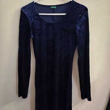 Vintage made in Italy Formal Dress Dark Blue Velv… - image 1